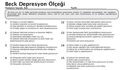 Beck Depresyon Ölçeği 2022 Antalya Terapi Merkezi