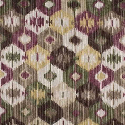 Heather Brown Green Purple Yellow Contemporary Modern Print Upholstery