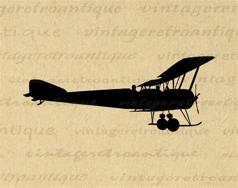 Old Airplane Silhouette Printable Image Graphic Vintage Plane Download Digital Antique Airplane ...