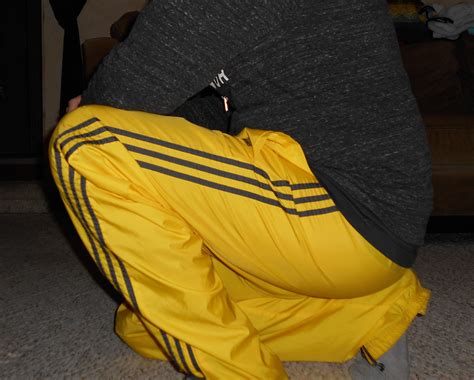 Adidas Yellow Nylon Pants 1 Shiny Sports