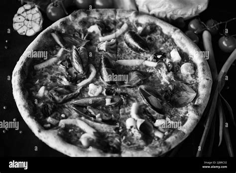 Delicious Italian Pizza With Fresh Seafood Stock Photo Alamy