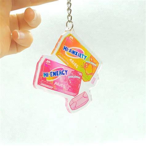 Aries Acrylic Keychains Double Sided Cute Kawaii Keyrings Holographic