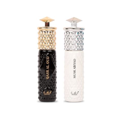 Manasik Set Of 2 Alcohol Free Premium Attar Qasr Al Oud And Oud Abiyad