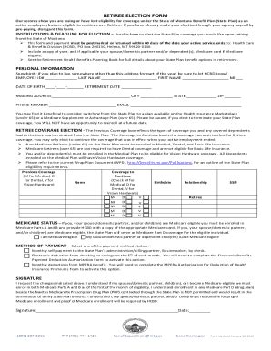 Fillable Online Benefits Mt Retiree Election And Prepayment Option Form