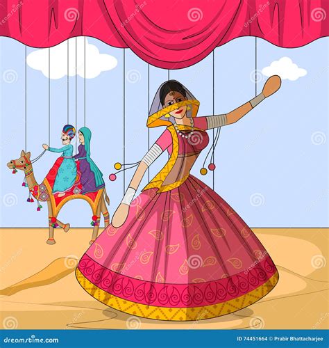 Dancing Rajasthani Couple Cartoon Vector Cartoondealer