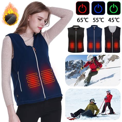 Ukap Women S Fleece Heated Vest With Usb Battery Pack Unisex Electric Heated Thermal Jacket Coat