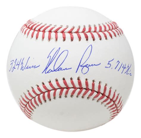 Nolan Ryan Signed Oml Baseball Inscribed Wins K S With