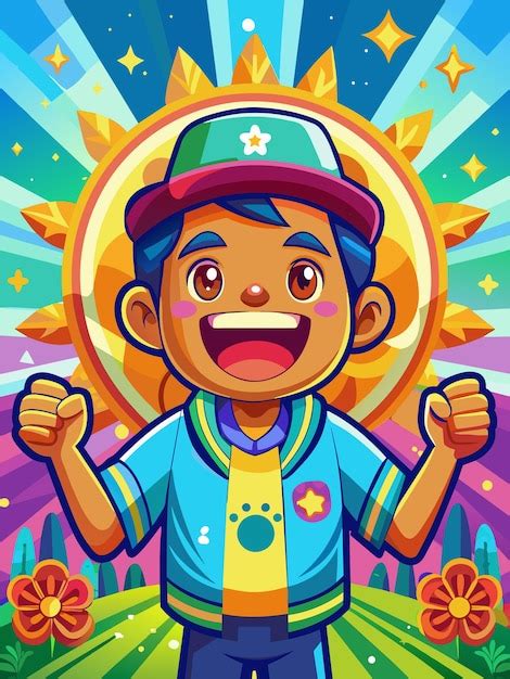 A Cartoon Of A Boy With A Star On His Shirt Premium Ai Generated Vector