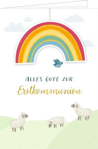 Grußkarte Alles Gute zur Erstkommunion mit Regenbogen Anhänger