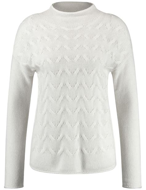 Warmer Woll Pullover Mit Zopfmuster Und Cashmere Anteil Off White