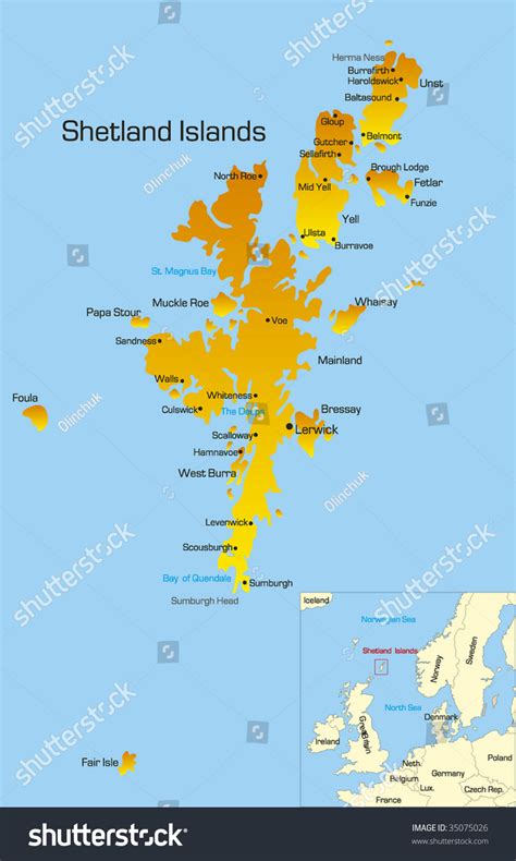 Vector Color Map Shetland Islands Stock Vector Royalty Free 35075026