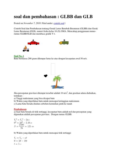 Soal Soal Hots Fisika Sma Tentang Glbb 1 Materi Gerak Lurus Berubah Beraturan Untuk Sma