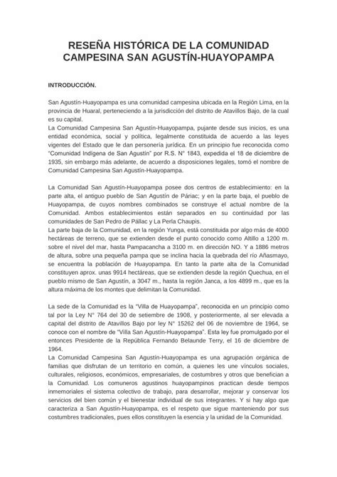 Pdf Rese A Hist Rica De La Comunidad Armace Pe Huayopampa Docs