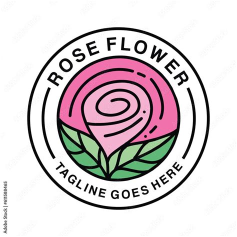 Rose Flower Logo Vector Graphic Design Illustration Vintage Style Badge