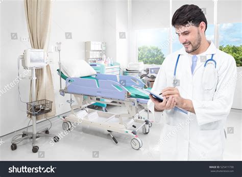 Doctor Writing Medical Records Modern Hospital Stock Photo 525411730