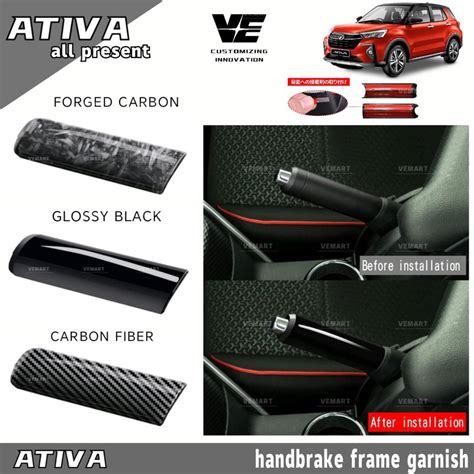 Vemart Perodua Ativa Car Handbrake Decoration Set Carbon Fiber Interior