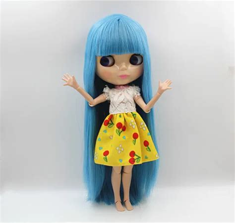 Blygirl Blyth Doll Nude Doll Light Blue Bangs Straight Hair 30cm Joint Body 19 Joint Diy Doll