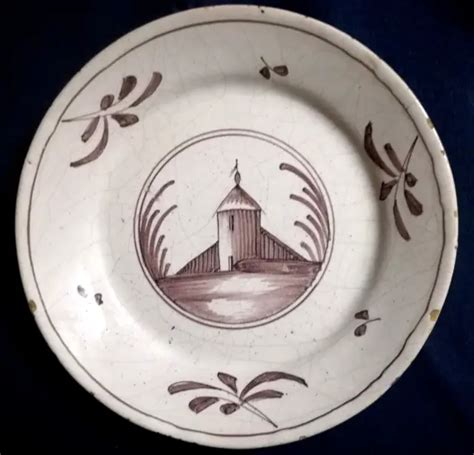 Ancienne Tr S Belle Assiette Fa Ence De Saint Omer D Cor Monochrome