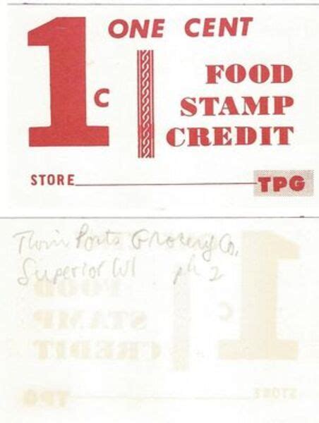 Cent Food Stamp Scrip Twin Ports Grocery Co United States