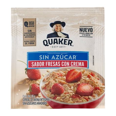 Avena Quaker sin azúcar sabor fresas con crema 35 g Bodega Aurrera