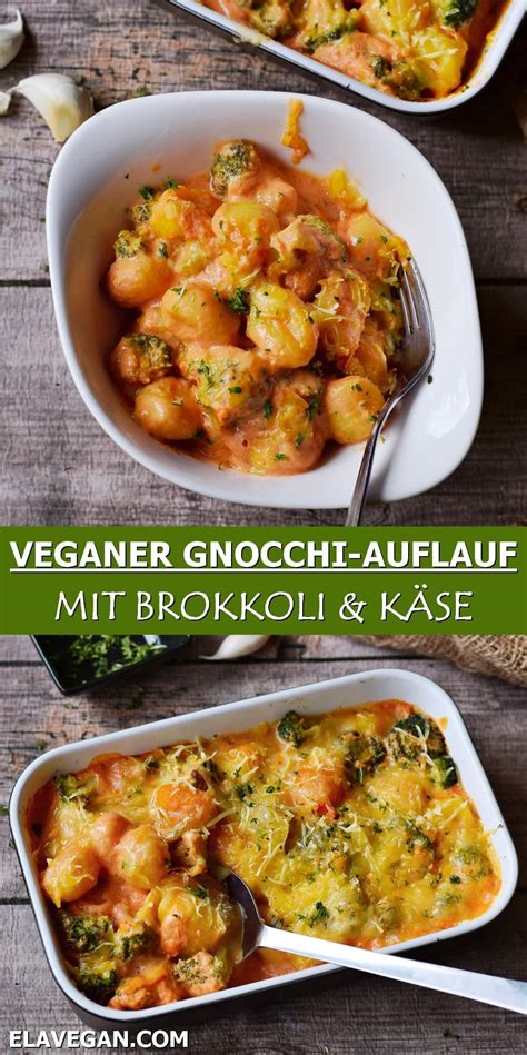 Gnocchi Brokkoli Auflauf mit Tomatensoße Elavegan Kalorienarme