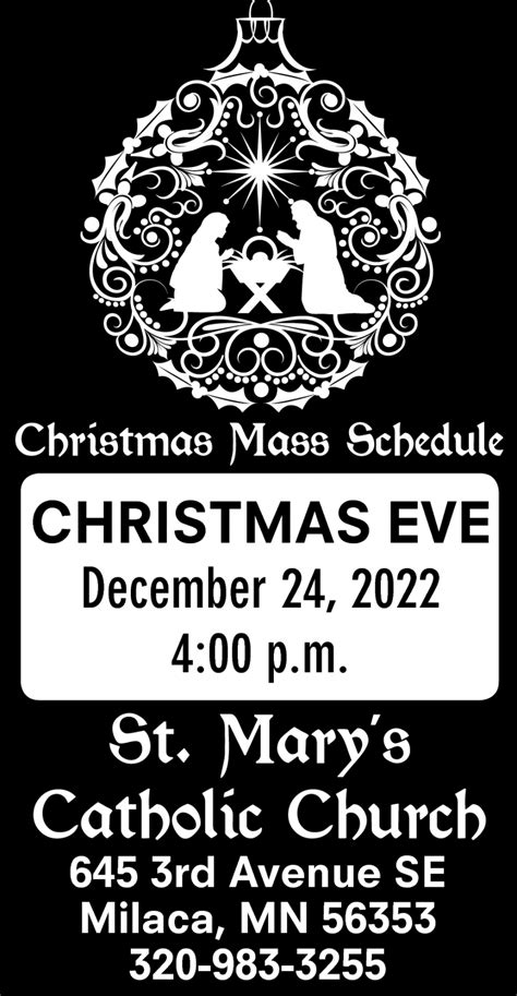 Christmas Mass Schedule St Mary Catholic Church Milaca Mn