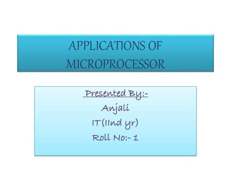 Applications of microprocessor