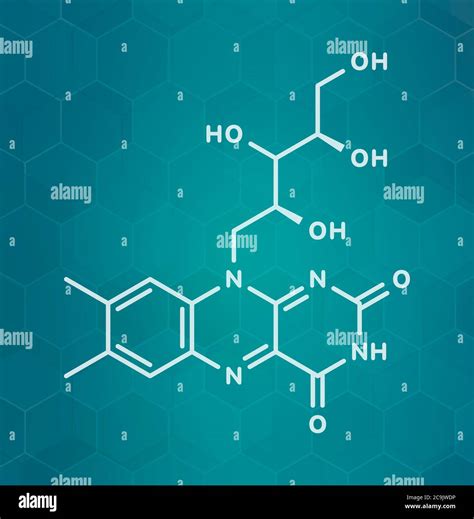 Vitamin B2 Riboflavin Molecule White Skeletal Formula On Dark Teal