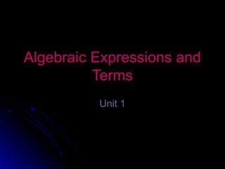 linear algebraic expressions and examples | PPT