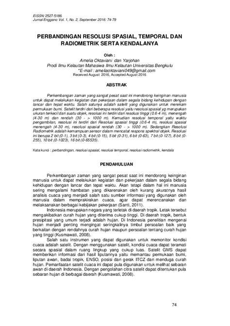 Pdf Perbandingan Resolusi Spasial Temporal Dan Radiometrik Serta