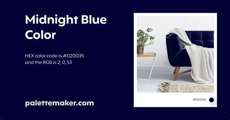 Midnight Blue Color - HEX #020035 Meaning and Live Previews - PaletteMaker