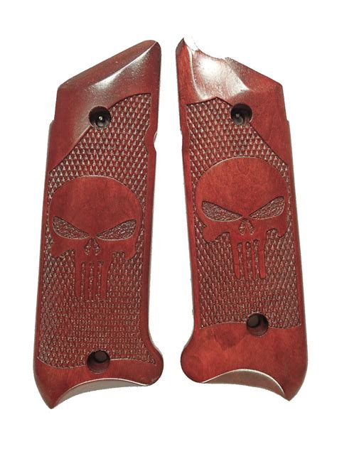 Rosewood Punisher Ruger Mark Iv Grips Checkered Engraved Textured 2 Ls Grips