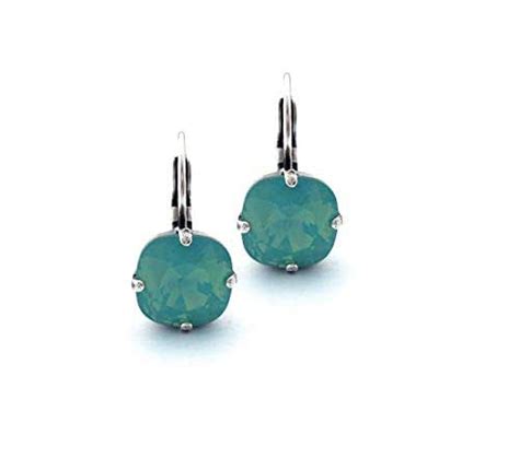 Amazon Genuine Crystal Pacific Opal Earrings Mm Cushion Cut