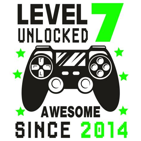 7th Birthday Boy Gamer Svg Level 7 Unlocked Awesome Since 2014 Png