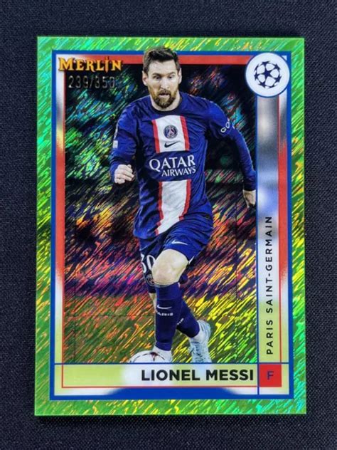 2023 TOPPS CHROME Merlin UEFA Lionel Messi 104 scintillement vert néon