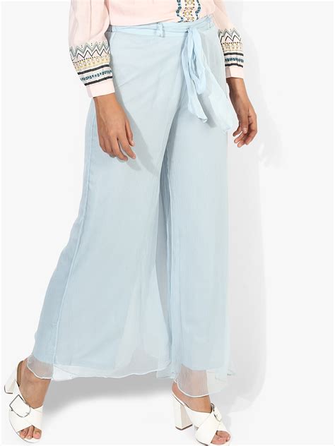 Buy Light Blue Solid Palazzo Palazzos For Women 7681268 Myntra