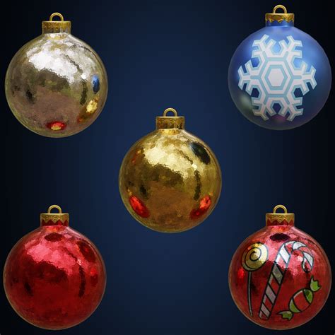 3d Model Christmas Ornaments With Materials Of Procedural Randomness Vr