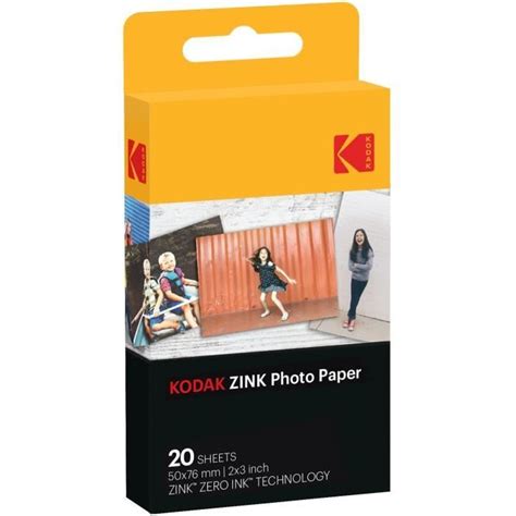 Kodak Papier Zink X Pack De Feuilles Pour Appareil