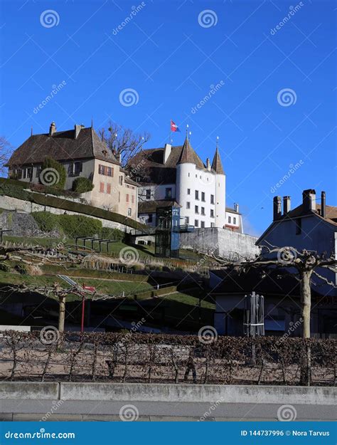 Castle of Nyon Chateau De Nyon, Nyon, Switzerland Editorial Photo - Image of background ...