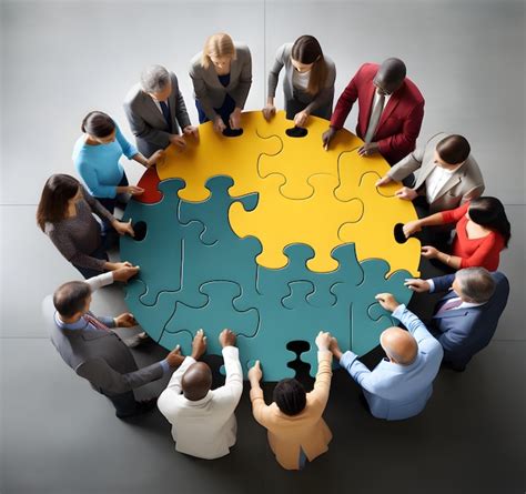 Premium Photo Business People Connecting Colorful Jigsaw Puzzle