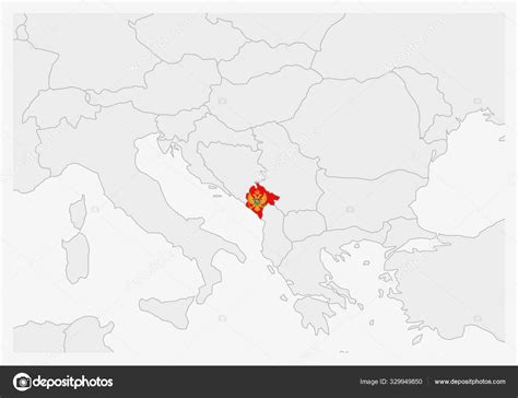 Montenegro Map Highlighted In Montenegro Flag Colors Stock Vector By