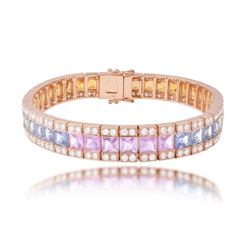 Rainbow Sapphires Diamond Bracelet (Preorder) - Venessa Diamonds