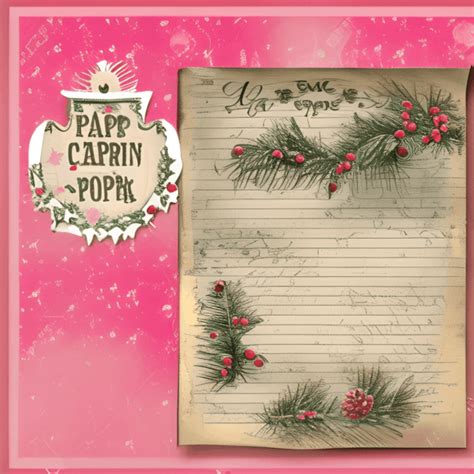 Torn Paper Pink Christmas Santa Vintage Distressed Junk Journal Paper