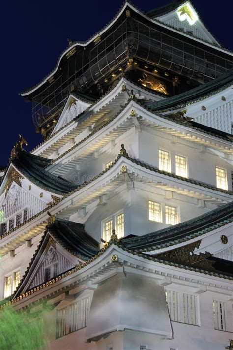 Osaka Castle At Night Japan Stock Image Image Of Castle Buildings