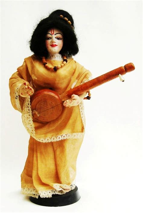 India 1970s Hand Made Female Doll Playing A Musical Instrument