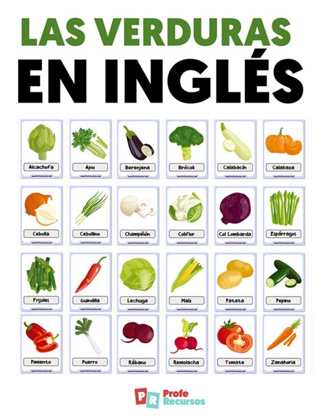 Vegetales En Ingles Y Espanol