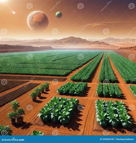 Agriculture on planet Mars stock illustration. Illustration of ...