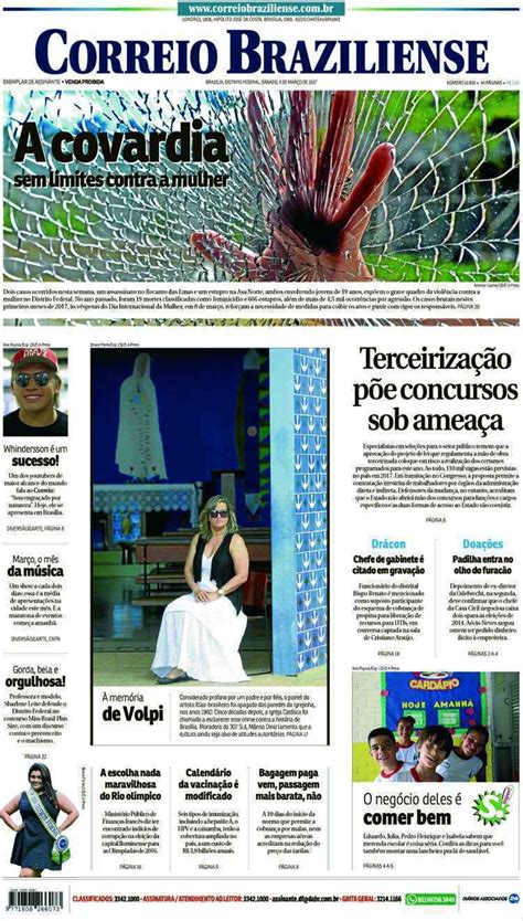 Confira A Capa Do Jornal Correio Braziliense Do Dia 04 03 2017