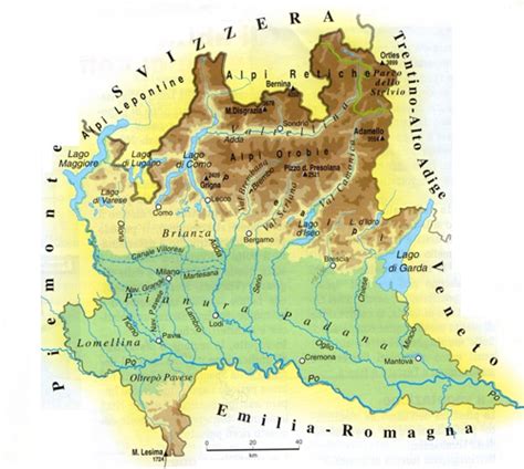 Carta Fisica Della Lombardia Cartina Geografica Mondo