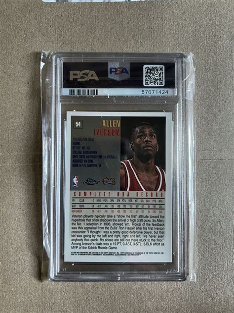 Allen Iverson Topps Chrome Nm Mt Psa Philadelphia Ers Hof